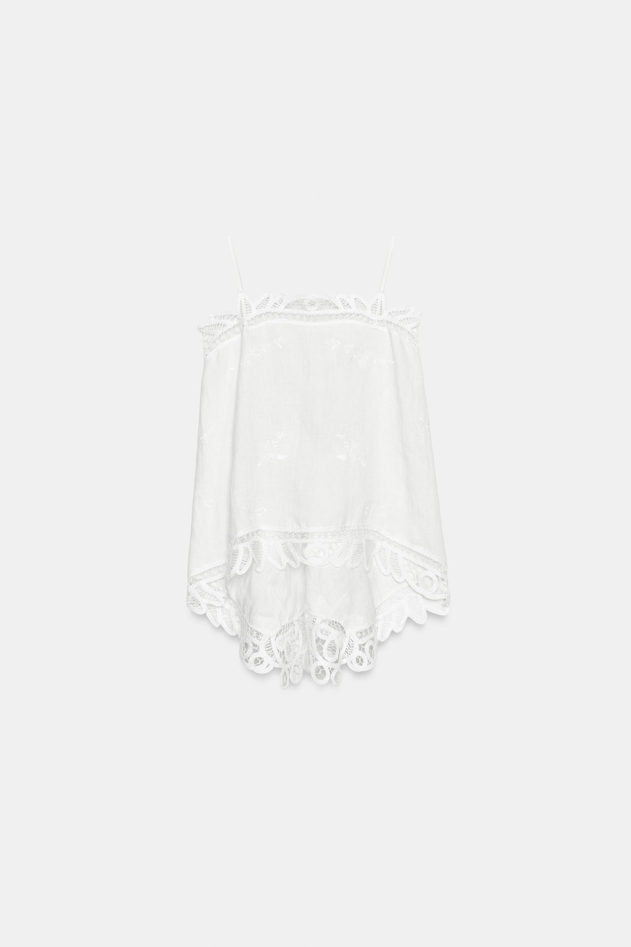 ZW COLLECTION 100% LINEN EMBROIDERED TOP